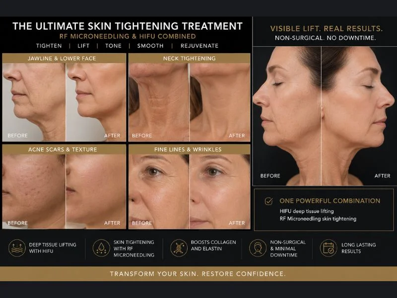 Results of combined treatment for the ultimate skin tightening treatment Royal Leamington Spa